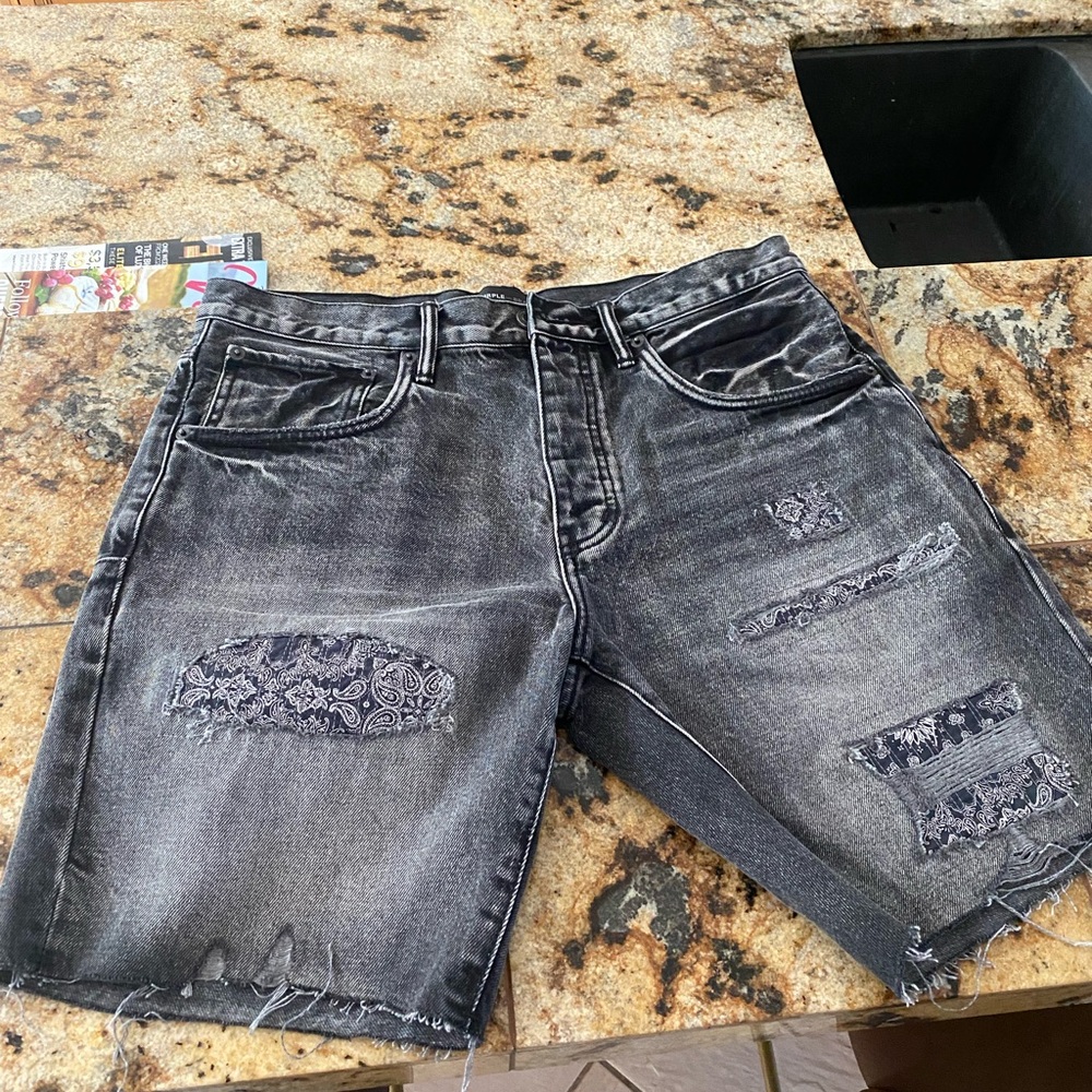 Purple Brand Size 33 Distressed Shorts Bandana Print 
Very gently worn.